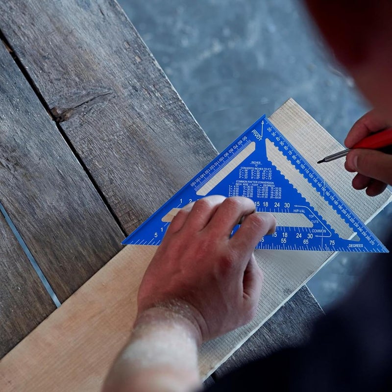 Blue Triangle Ruler 7 28 Inches Carpenters Square Metric Metal Protractor for Drafting Engineering Woodworking - Image 5