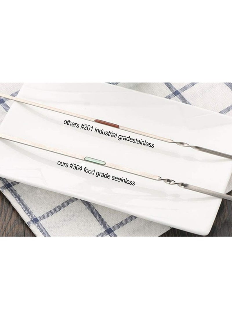 SYOSI Metal Skewers for Grilling Kabob Skewers Flat Barbecue Skewer Stainless Steel Shish Kebob Sticks Grilling Skewers Set, Reusable BBQ Sticks for Shrimp Chicken Vegetable (12 Pcs, 14 Inch)  - Image 4