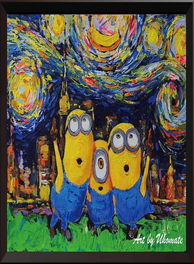 Uhomate Cartoon Inspired Vincent Van Gogh Starry Night Posters Home Canvas Wall Art Nursery Decor Living Room Wall Decor A010 (13X19) - Image 1