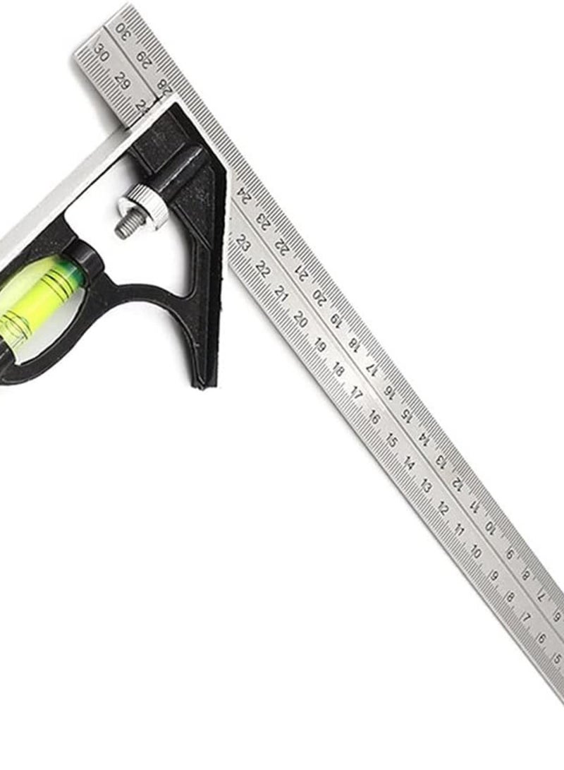 GGOOT DIY Movable Square Ruler Precise Measuring Tools Aluminium Combination Mobile Workshop Hardware Angle Spirit Level 12" - Image 1