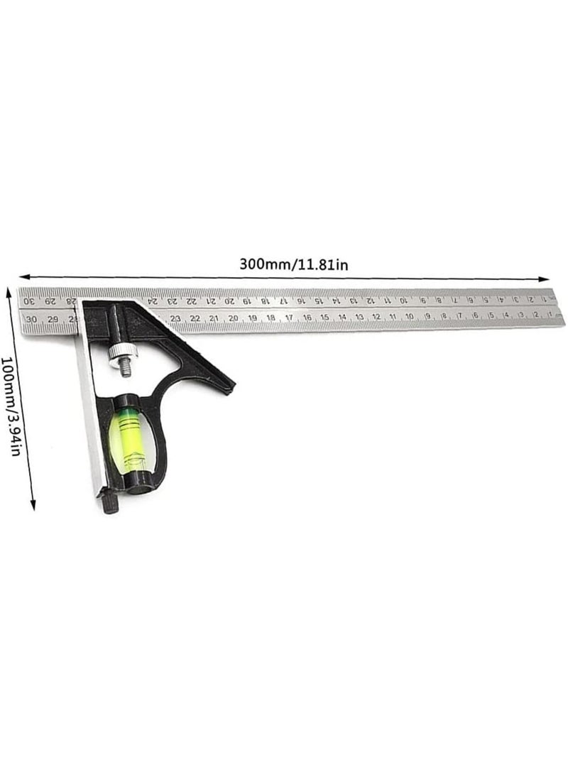 GGOOT DIY Movable Square Ruler Precise Measuring Tools Aluminium Combination Mobile Workshop Hardware Angle Spirit Level 12" - Image 5