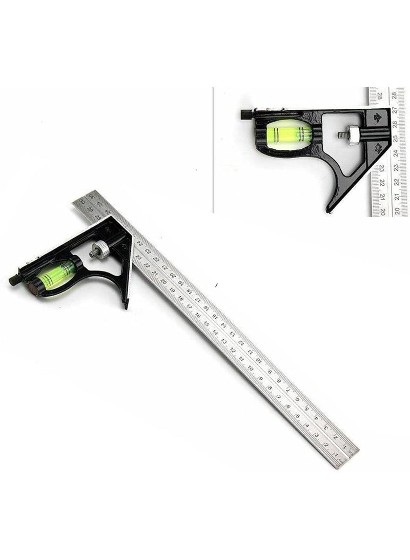 GGOOT DIY Movable Square Ruler Precise Measuring Tools Aluminium Combination Mobile Workshop Hardware Angle Spirit Level 12" - Image 4