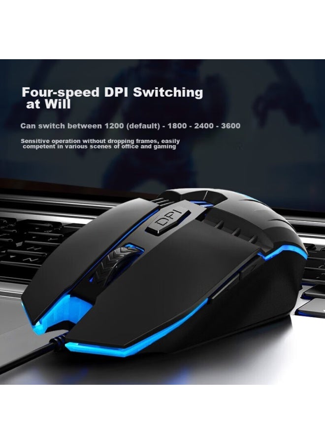 Hp ماوس ألعاب سلكي، ماوس رياضات إلكترونية مضاء خلفيًا، ماوس ألعاب Usb للمكتب، كمبيوتر مكتبي، لابتوب، LoL، Pubg، مقاهي الإنترنت - Image 3