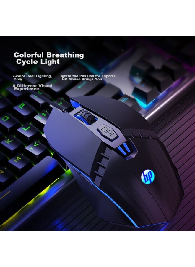 Hp ماوس ألعاب سلكي، ماوس رياضات إلكترونية مضاء خلفيًا، ماوس ألعاب Usb للمكتب، كمبيوتر مكتبي، لابتوب، LoL، Pubg، مقاهي الإنترنت - Image 4