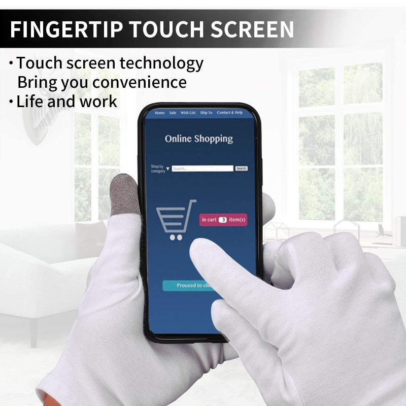 Sibba 2 Pairs Touch Screen Moisturizing Gloves White Cotton Moisturizing Gloves Overnight Bedtime Heal Eczema Sleeping Lotion Hand Spa Treatment Gloves Repair Rough Cracked Dry Chapped Hands Skin - Image 4