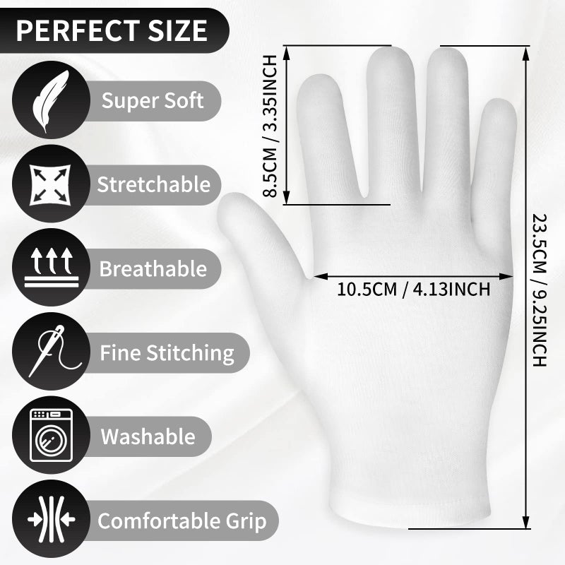Sibba 2 Pairs Touch Screen Moisturizing Gloves White Cotton Moisturizing Gloves Overnight Bedtime Heal Eczema Sleeping Lotion Hand Spa Treatment Gloves Repair Rough Cracked Dry Chapped Hands Skin - Image 2