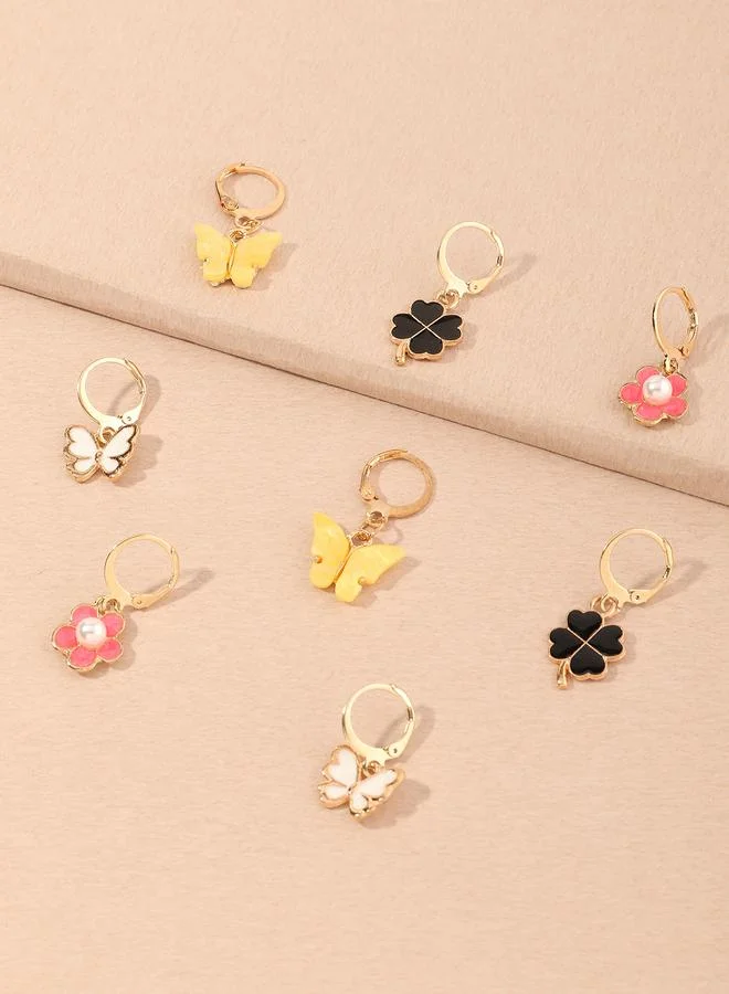Girls Set of 4 - Butterfly Clover Earrings