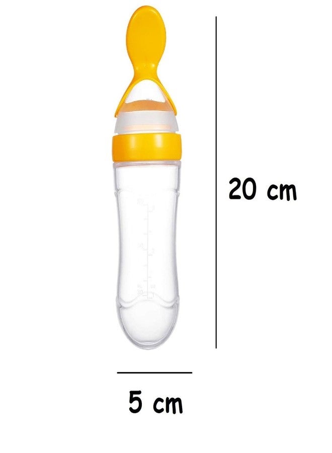 Chopchi Feeding Spoon Bottle with Squeezy Food Bottle 6 Month Above Baby,90ml, Color Yellow - Image 5