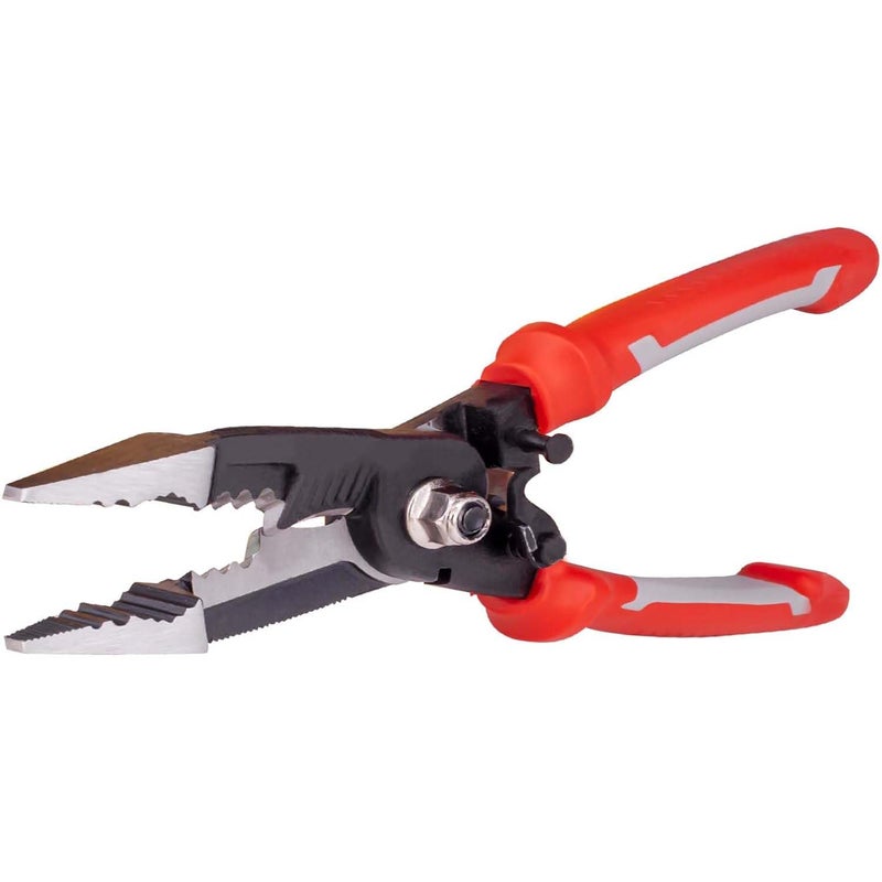 UPTODATETOOLS 6in1 Wire Stripper Tool Cable cutters 8Multifunctional needle nose pliers for Electric Cable Stripping Cutting and Crimping - Image 1