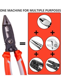UPTODATETOOLS UPTODATETOOLS 6in1 Wire Stripper Tool Cable cutters 8Multifunctional needle nose pliers for Electric Cable Stripping Cutting and Crimping  - Image 2