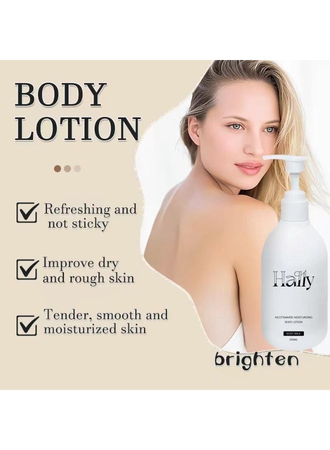 HALLY Pack of 2 Hally Body Milk 250ml Each Nicotinamide Moisturizing Body Lotion Skin Whitening Nourishing Hydrating For Dry Skin Women and Men - Image 5