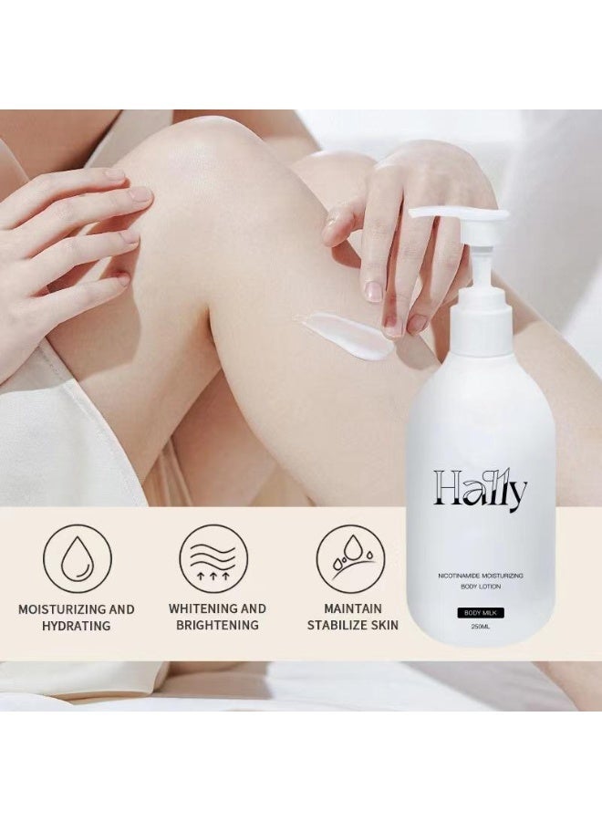HALLY Pack of 2 Hally Body Milk 250ml Each Nicotinamide Moisturizing Body Lotion Skin Whitening Nourishing Hydrating For Dry Skin Women and Men - Image 4
