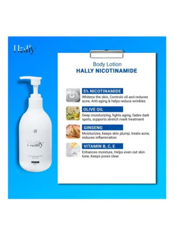 HALLY Pack of 2 Hally Body Milk 250ml Each Nicotinamide Moisturizing Body Lotion Skin Whitening Nourishing Hydrating For Dry Skin Women and Men - Image 3