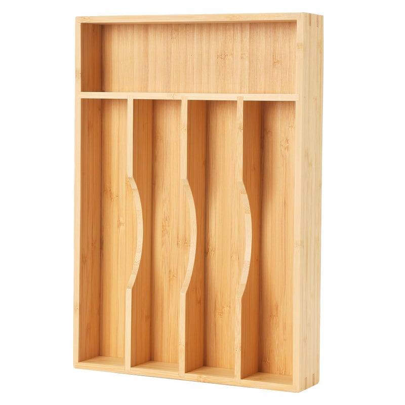 Upassion Bamboo Kitchen Drawer Organizer, 9 Inch Silverware Utensil Holder for Samll Drawer, Narrow Silverware Organizer for Cutlery Knives - Image 1