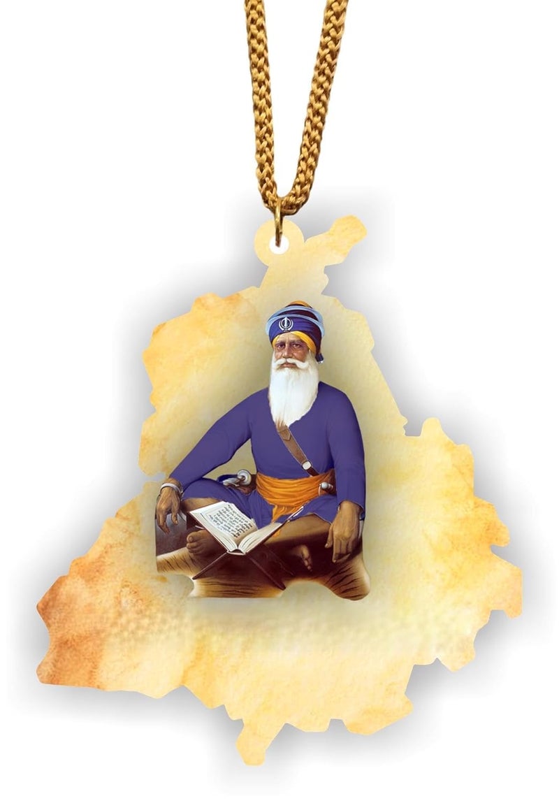 ART END ARTEND car Hanging Ornament Photo Punjab Map Baba Deep Singh Ji Sikh Religious City Name car Hanging Accessories (PBBDS-136) - Image 1