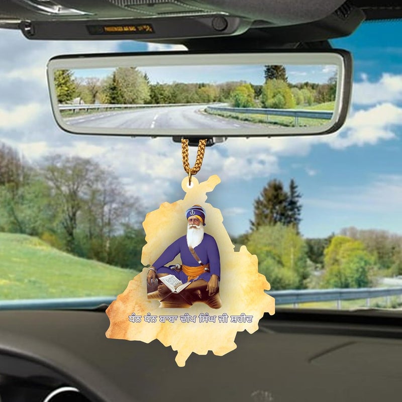 ART END ARTEND car Hanging Ornament Photo Punjab Map Baba Deep Singh Ji Sikh Religious City Name car Hanging Accessories (PBBDS-136) - Image 2