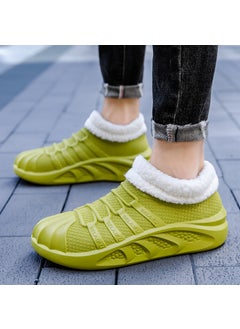 Generic New Mens Sports Rain Shoes Low-Cut Fashion Warm Liner Solid Color Winter Green [plus cotton]] 