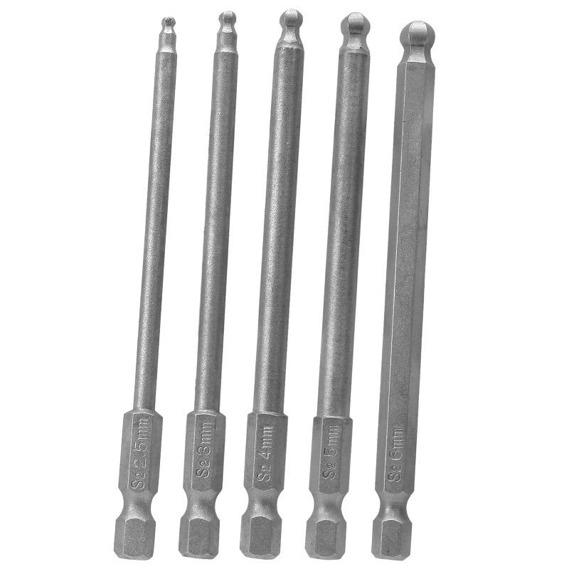 PHITUODA 5 Piece Ball End Hex Screwdriver Bit Set Hex Shank 14 Power Screwdriver Set4 Inch Length Screwdriver Magnetic Drill Bit Set