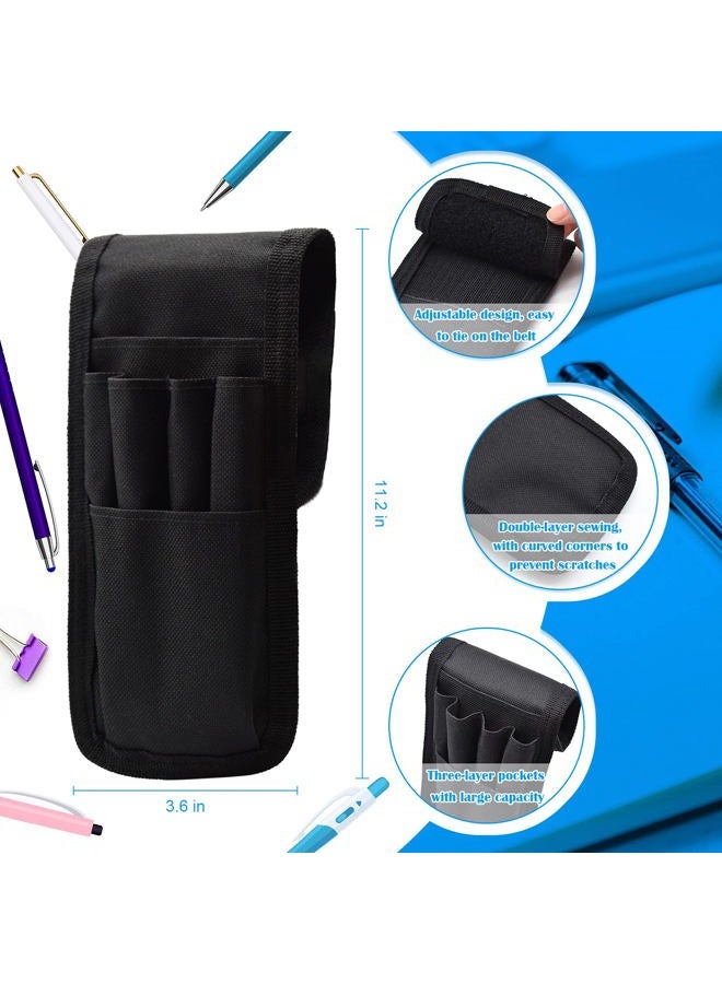 KATOLK 2 Pcs Belt Pen Holder, Multifunctional Adjustable Tactical Pencil Pouch, Detachable Military Duty Pencil Sleeve Case, Can Hold Pens, Rulers and Scissors, Black - Image 3