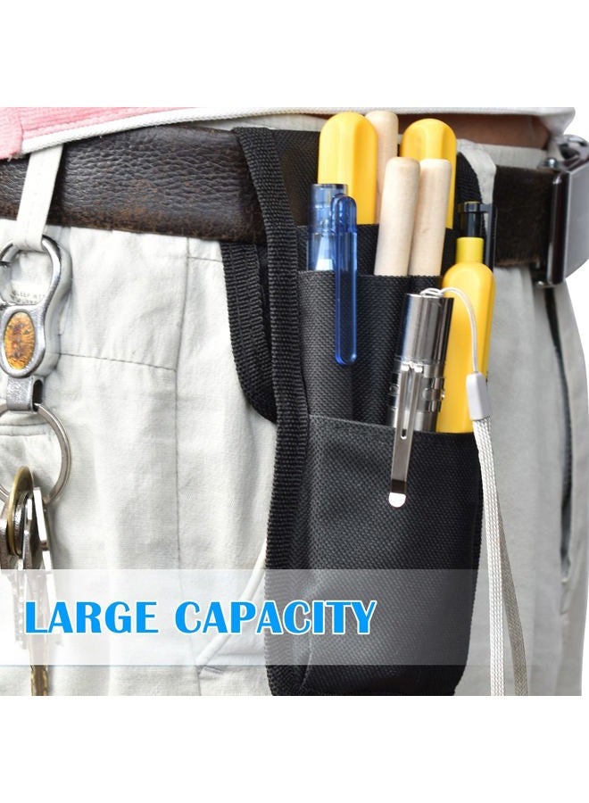KATOLK 2 Pcs Belt Pen Holder, Multifunctional Adjustable Tactical Pencil Pouch, Detachable Military Duty Pencil Sleeve Case, Can Hold Pens, Rulers and Scissors, Black - Image 2
