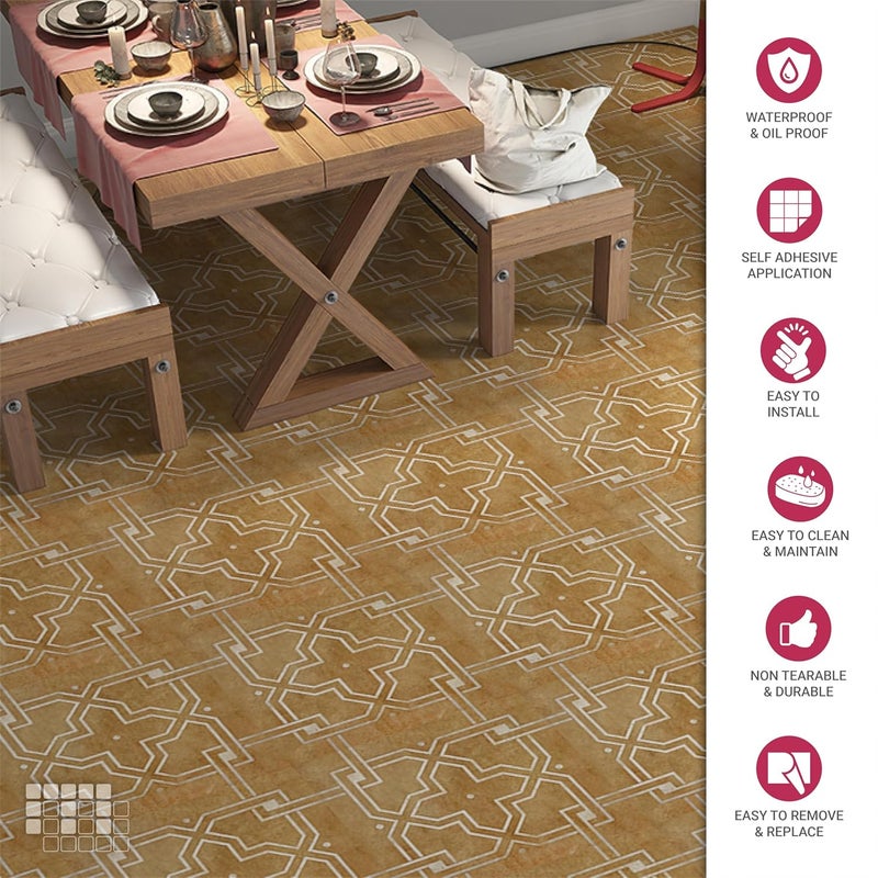 MOSAICOWALL Mosaicowall DIY Peel and Stick Floor Tiles Wall Tiles for Kitchen Living Dining Room Matte Flooring Tile FST0196 X 6 Inches Pack of 12  - Image 2