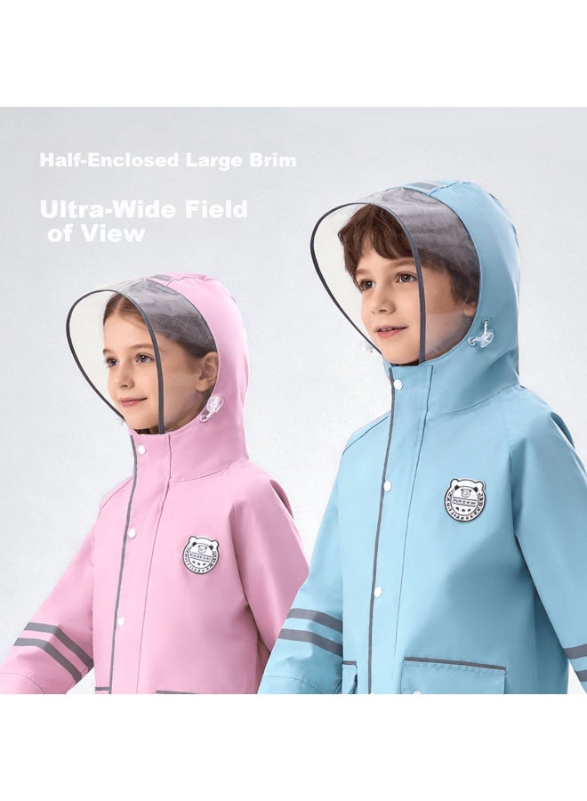 Tiantianzai Sweet Baby Kids Raincoat Boys Girls School Rain Poncho With Backpack Cover Tranquil Blue - Image 4