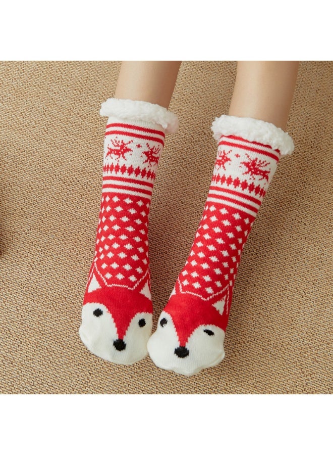 Loquat Christmas Women's Fuzzy Slipper Socks Fleece Thick Warm Slipper Socks for Xmas Winter Party favor Supplies - Image 1