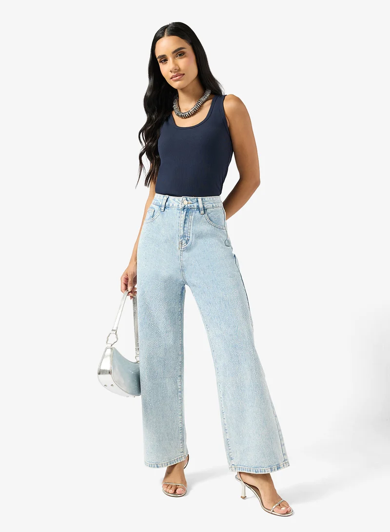 Ginger Rhinestone Embellished Straight Fit Jeans