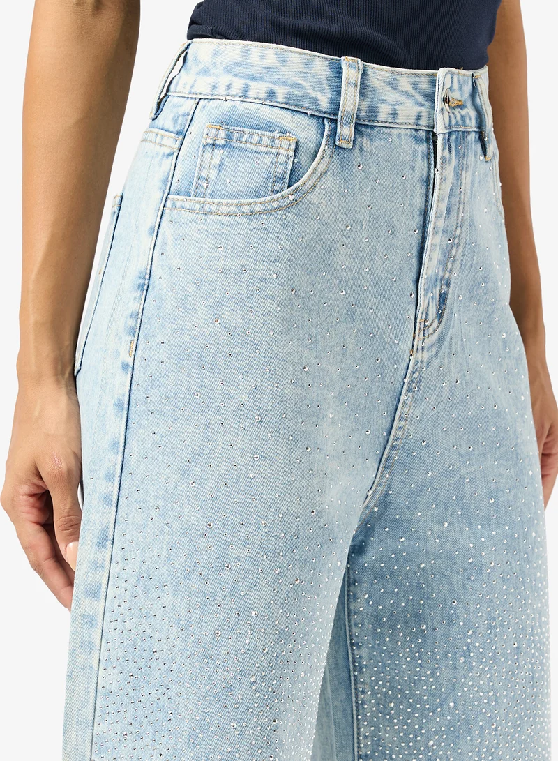 Ginger Rhinestone Embellished Straight Fit Jeans