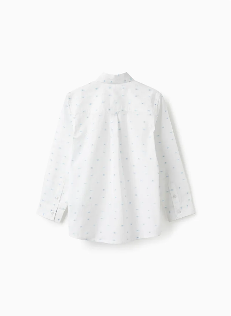 زيبي Cotton Shirt for Boys, White/Blue