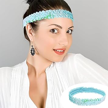 SUCTION Abba Accessories 4 PCS Elastic Sparkly Disco Headband Adjustable Size Glitter Bling for Women 4 Color - Image 4