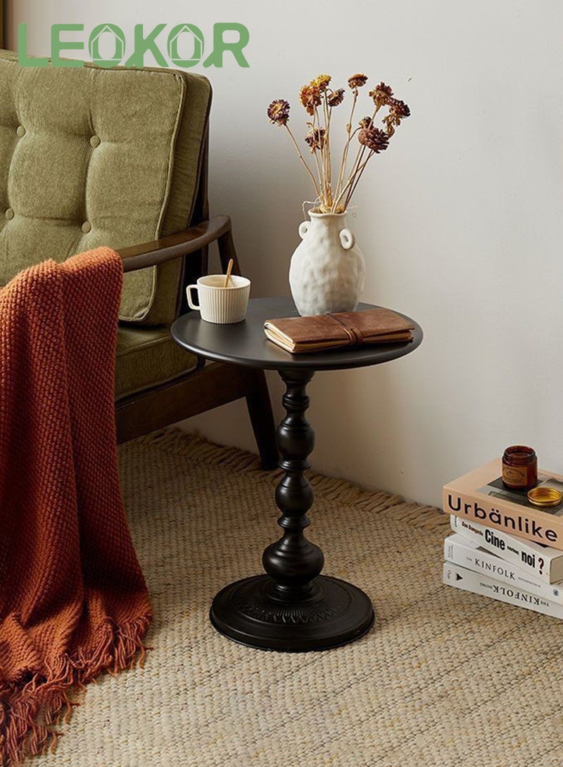 LEOKOR Round Coffee Table, Vintage Roman Pillar End Table, Sofa Side Table, Modern Nightstand for Living Room, Bedroom, Office - Image 1