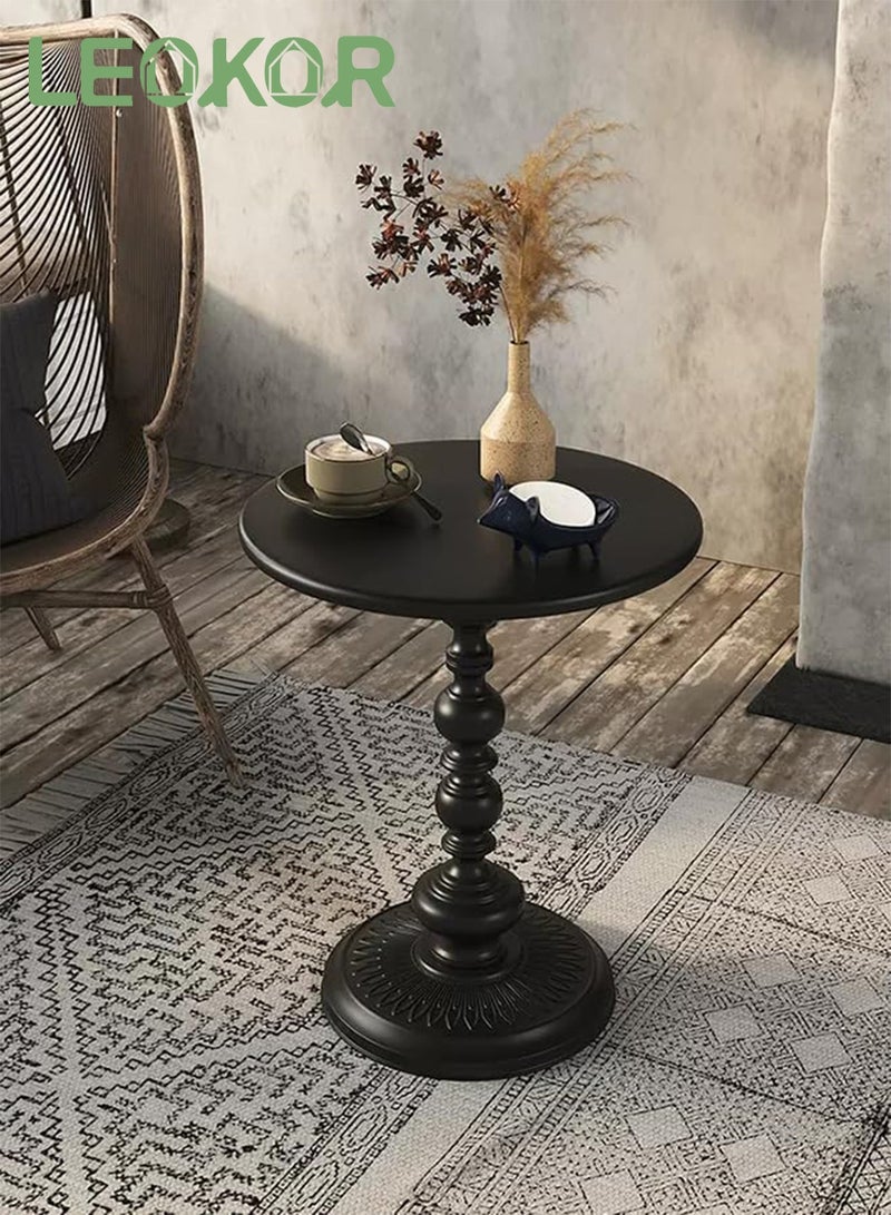 LEOKOR Round Coffee Table, Vintage Roman Pillar End Table, Sofa Side Table, Modern Nightstand for Living Room, Bedroom, Office - Image 2