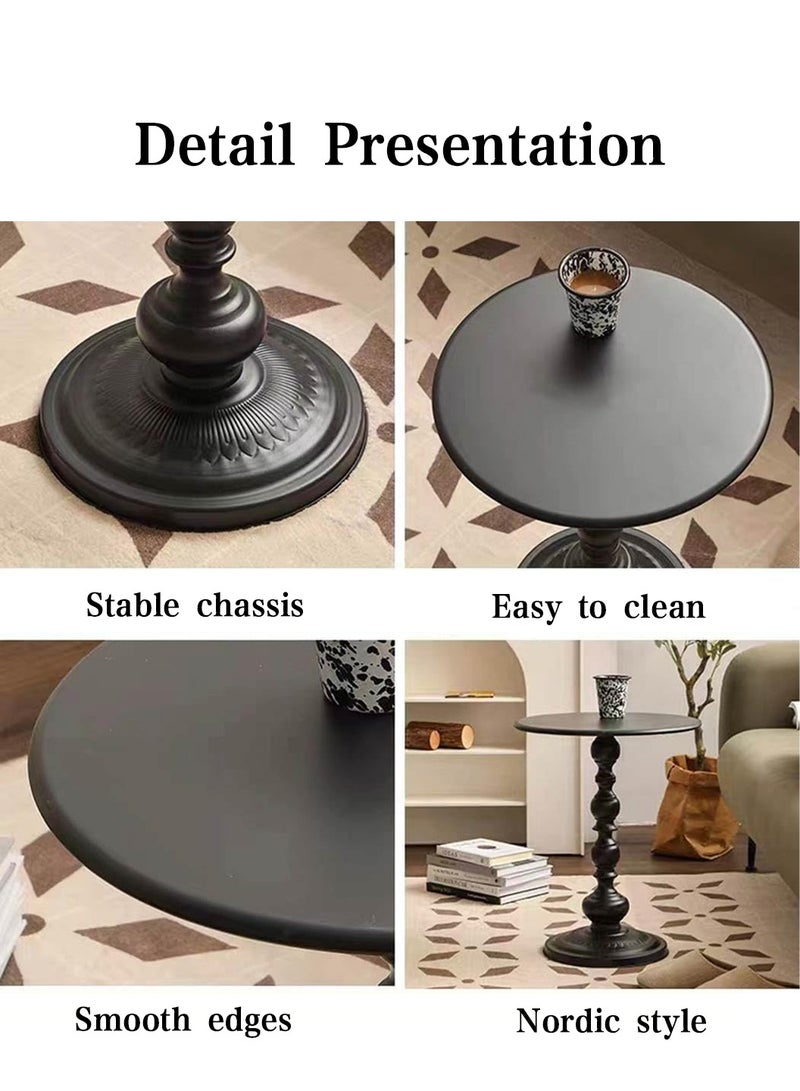 LEOKOR Round Coffee Table, Vintage Roman Pillar End Table, Sofa Side Table, Modern Nightstand for Living Room, Bedroom, Office - Image 5