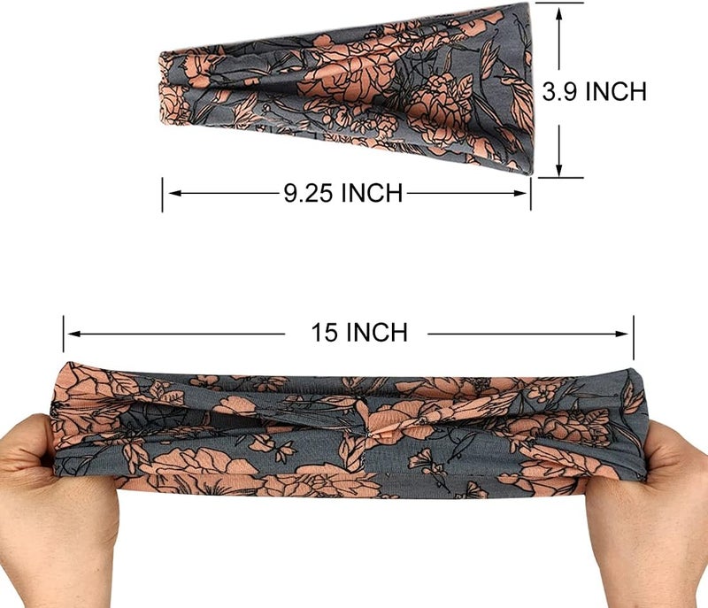 يونوف أربطات رأس بوهو للنساء، أربطات رأس عريضة لممارسة اليوغا والتمارين الرياضية، مجموعة من 6 قطع - Image 3