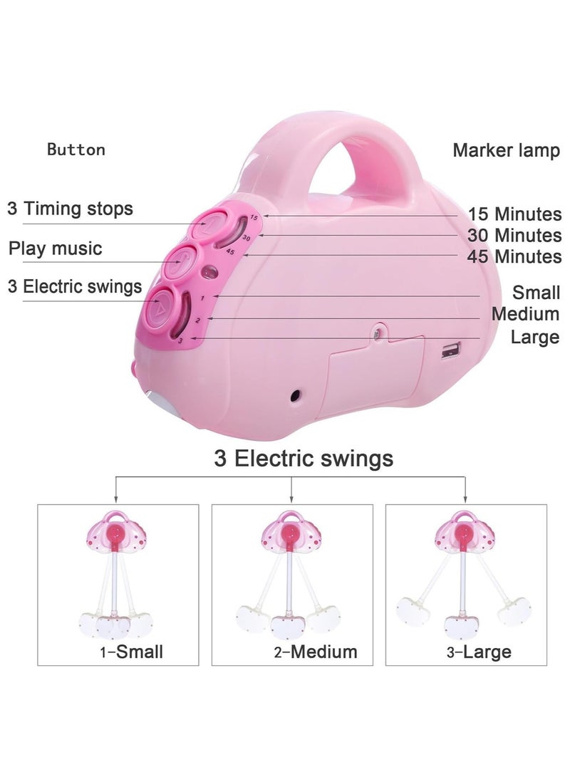 سرير أطفال كهربائي، أرجوحة قابلة للطي مع جهاز تحكم عن بعد وموسيقى، سعة 25 كجم/55 رطل، سرير أطفال قابل للطي للأطفال حديثي الولادة من عمر 0 ​​إلى 18 شهرًا (وردي) - Image 3