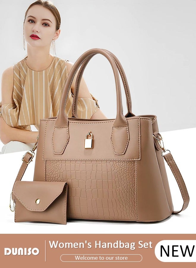 DUNISO 2PCS Women's Shoulder Tote Bag Set,Large Capacity Crossbody Bag,Shoulder Bag with Adjustable Shoulder Strap,Fashion Tote Bags Purse Bag Set for Women/Ladies Office Travel Daily Bag  - Image 1