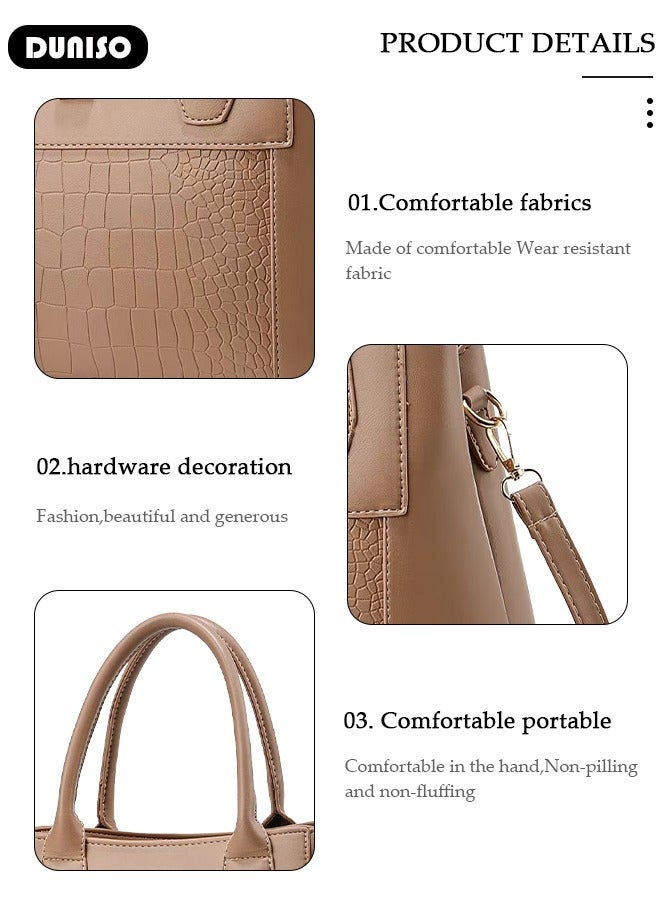 DUNISO 2PCS Women's Shoulder Tote Bag Set,Large Capacity Crossbody Bag,Shoulder Bag with Adjustable Shoulder Strap,Fashion Tote Bags Purse Bag Set for Women/Ladies Office Travel Daily Bag  - Image 4