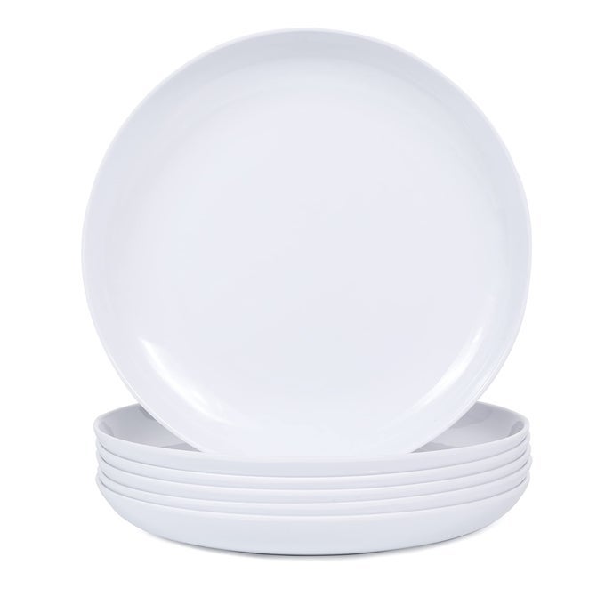 MELAMINE PASTA PLATES 6PCS 10INCH DINNERWARE DISHES SET FOR INDOOR AND OUTDOOR USE BREAKRESISTANT WHITE