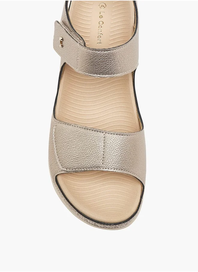 Le Confort Women's Textured Sandals with Hook and Loop Closure