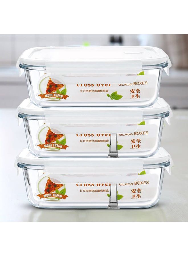 Portable Transparent Lunch Box Microwave Oven Preservation Box Soup Bowl Refrigerator Special Lid High Temperature Resistant Lunch Box Lunch Box White-Specifications:Star Ocean Blue Big Long 1040  - Image 2