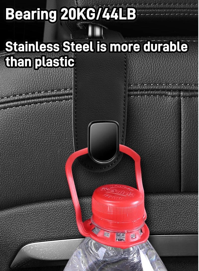 4-Piece Car Seat Back Hook Hanger Set ,Car Headrest Hooks, Leather Car Seat Organizer Hook,Organizer Holders for Purse Clothes Hat bag,44LBS Stainless Steel Car Hook - Image 3