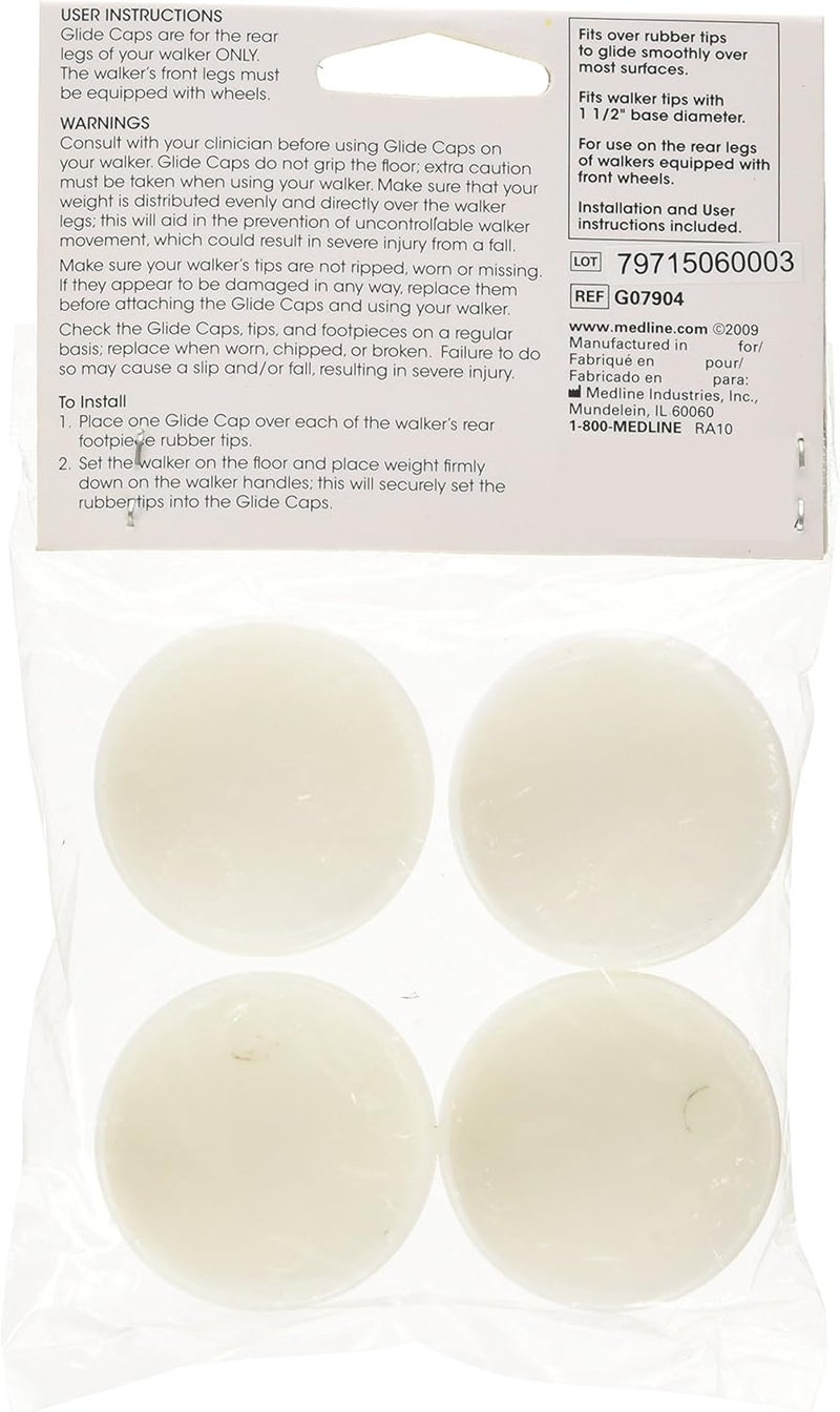 Medline G07904 Walker Glide Caps - Pack of 6 for Smooth Mobility - Image 2