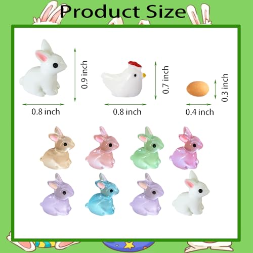 Erewa 36Pcs Easter Mini Resin Animal Figures Rabbits Little Chicken Tiny Egg Miniature Bunny Figurines for Holiday Decorations Collectibles - Image 3