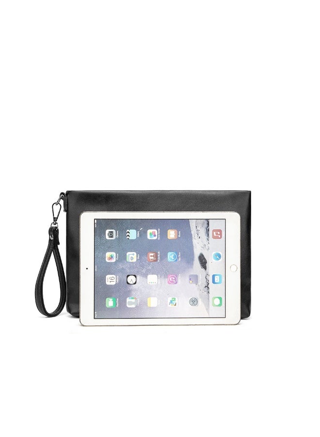 TOVELE5 Tovele 5 Vintage Crazy Horse Leather Large Capacity Brown Clutch – Embossed Building Pattern Envelope Pouch - Image 5