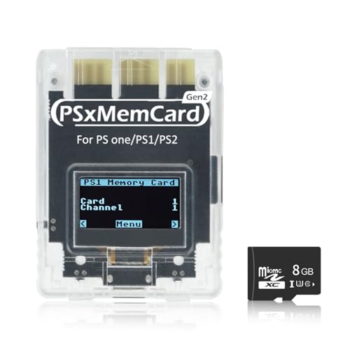 BITFUNX PSxMemCard Gen2 Memory Card - Supports Firmware Upgrade, Unlimited Storage and Sd2psXtd, Includes an 8GB MicroSD Card, High Speed Game Memory Card for PS2/PS1/PS One Console (White) - Image 1