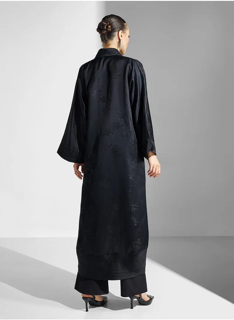 hayas closet Collared Flared Sleeve Abaya