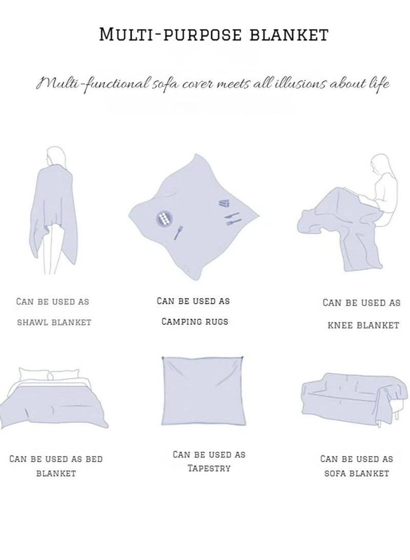 1pc Leopard & Leaf Pattern Blanket, Tassel Decor Fabric Sleeping Blanket, For Home130*160  - Image 4