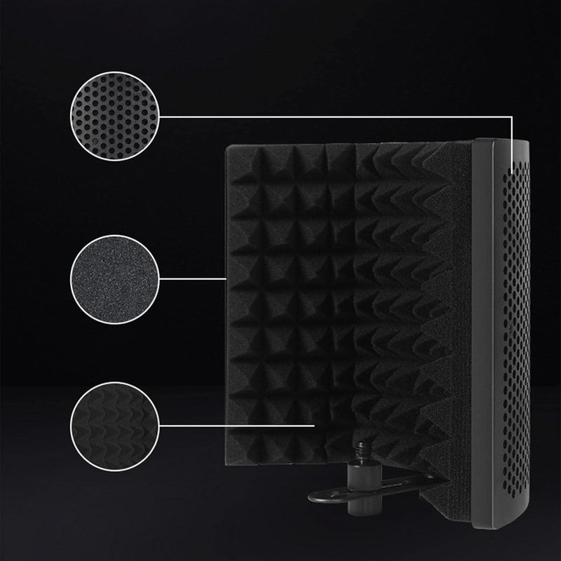 klarako Microphone Isolation Shield, Studio Recording Mic Sound Absorbing Foam Reflector for Any Condenser Microphone Recording Equipment Studio  Without stand - Image 4