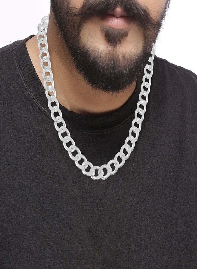 Memoir Platinum Plated Heavy Brass Chain Necklace, Thick Curb Link Design, Anti-Tarnish Coating -20 Inch/ 82 Gms (NKNI8312) - Image 5